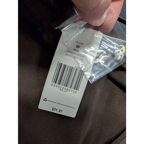 NWT Kim Rogers Pants Brown Elastic Waist Women's Size 8P - Picture 4 of 7